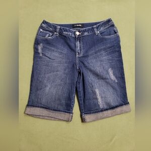 Lane Bryant Denim Ripped Distressed Bermuda Shorts